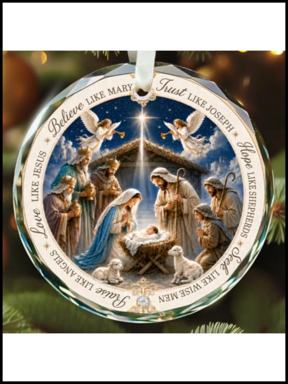 Glass Nativity Christmas Ornament Religious Gift